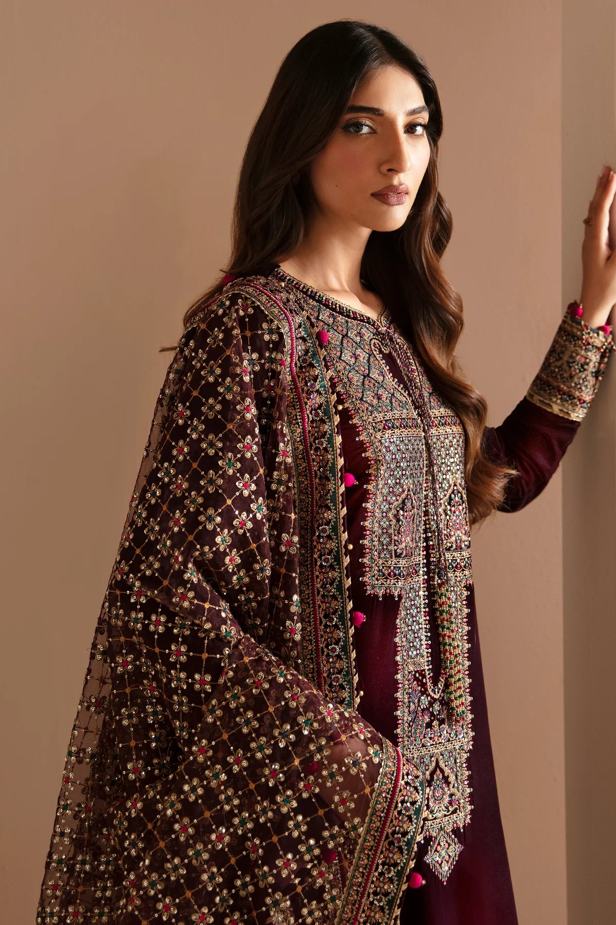 Liba Embroidered Velvet Formal