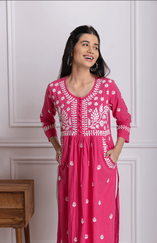 Kurti for Women With Pocket - Pink