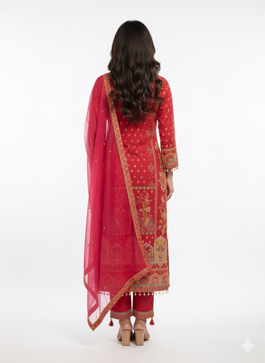 The Rose Red Embroidered Salwar Kameez Suit