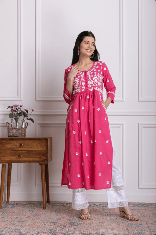 Kurti for Women With Pocket - Pink