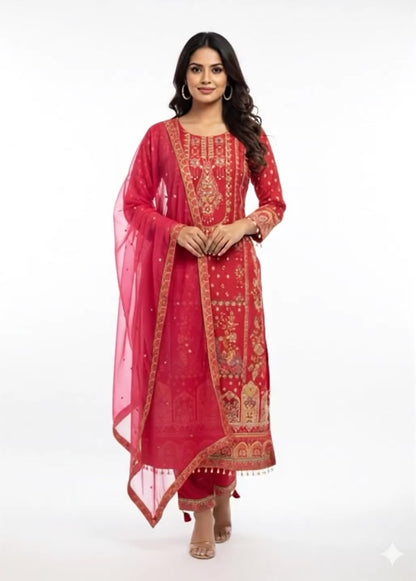 The Rose Red Embroidered Salwar Kameez Suit